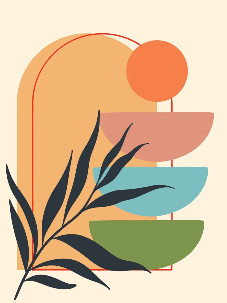 Tablou canvas: Forme Geometrice și Frunze în Teme Boeme - Thumbnail 2