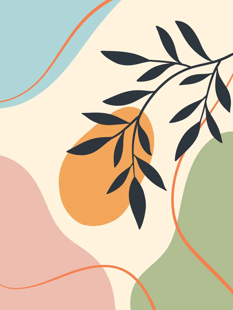 Tablou canvas: Frunză Neagră pe Fundal Abstract - Thumbnail 2