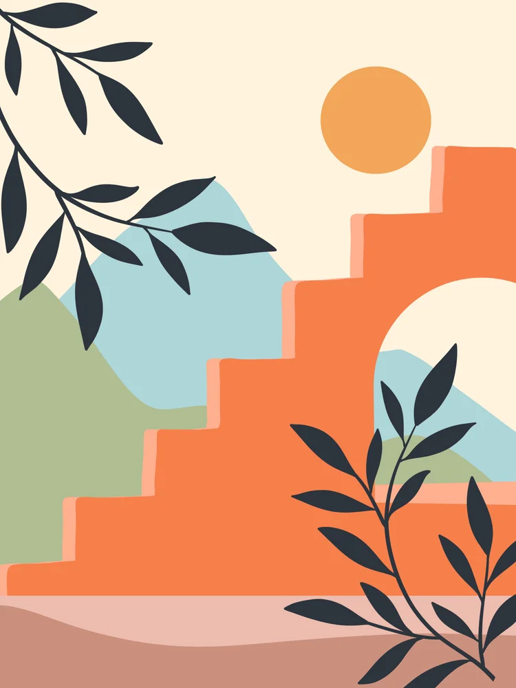 Tablou canvas: Peisaj Abstract cu Elemente Geometrice (2) - Thumbnail 2