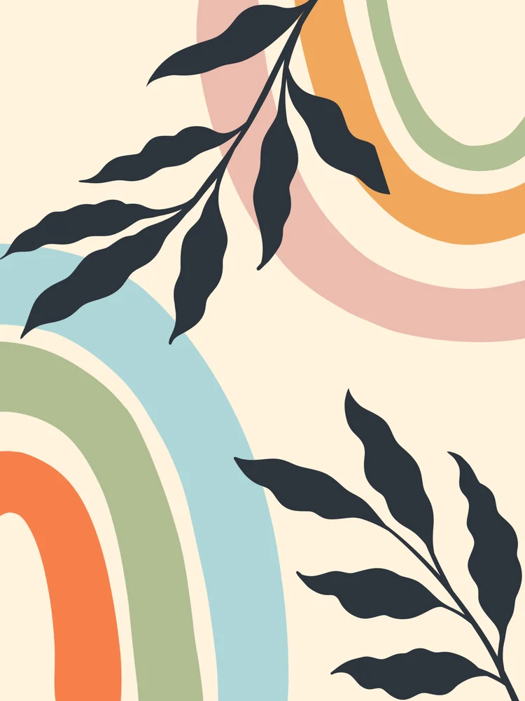 Tablou canvas: Frunze și Curbe în Tonuri Pastelate - Thumbnail 2