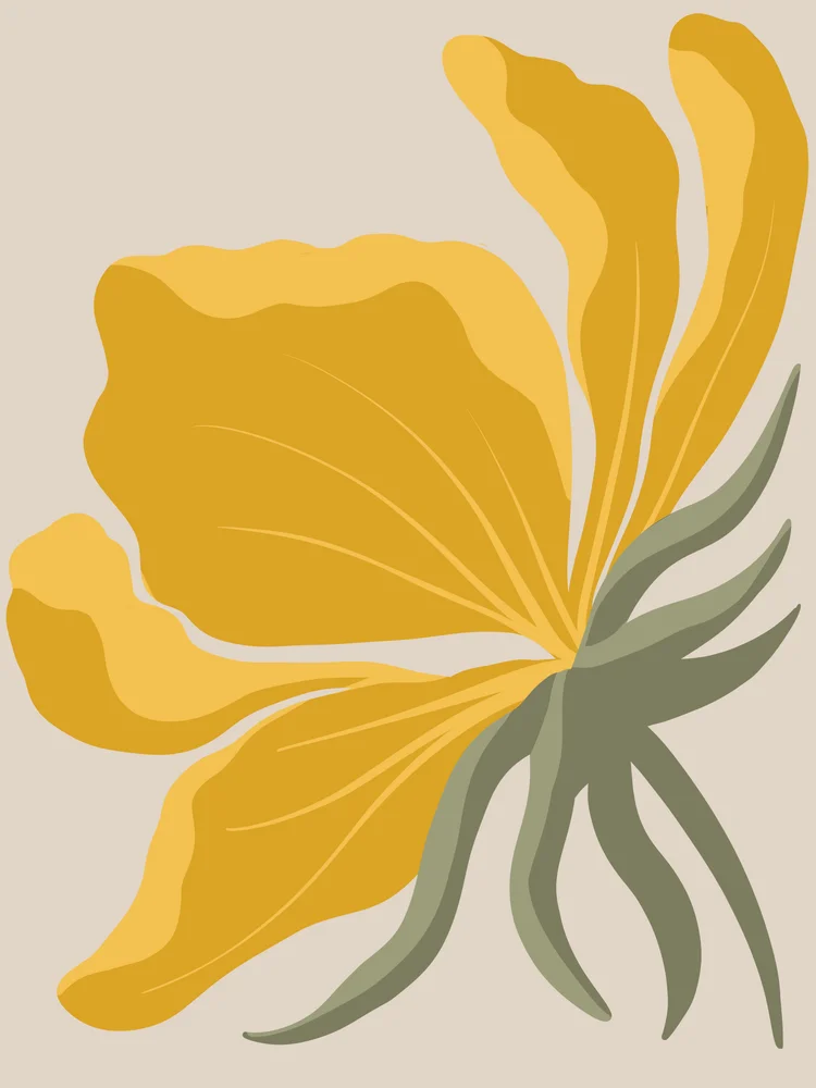 Tablou canvas: Floare Abstracție Boemă în Tonuri de Galben - Thumbnail 2