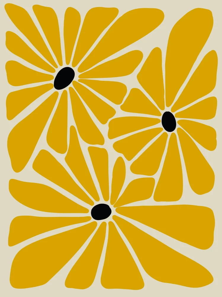 Tablou canvas: Flori Abstracte Galben Muștar - Thumbnail 2