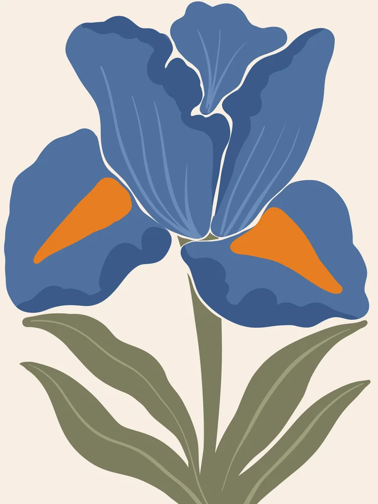 Tablou canvas: Floare Abstractă Albastră și Portocalie - Thumbnail 2