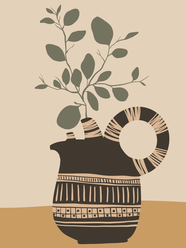 Tablou canvas: Vas Decorativ cu Frunze Abstracție Boemă - Thumbnail 2