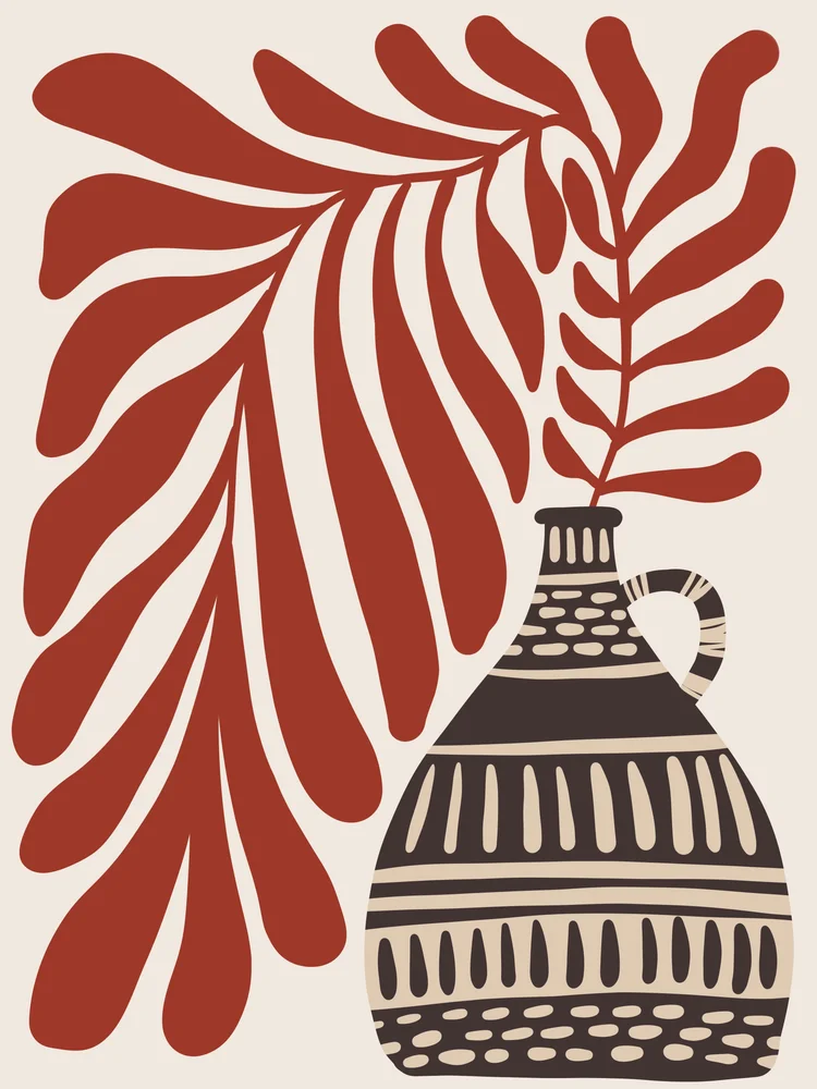 Tablou canvas: Vază Boemă cu Frunze Abstracție - Thumbnail 2