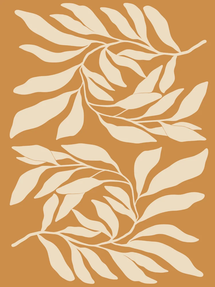 Tablou canvas: Frunze Abstracte pe Fundal Ocru - Thumbnail 2