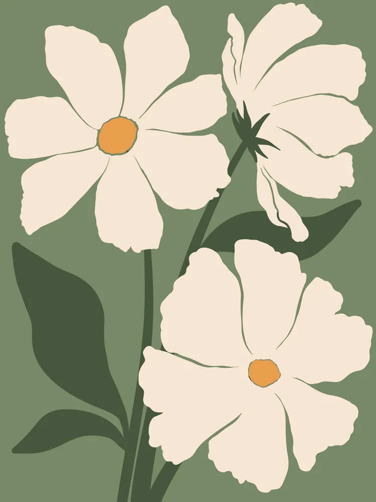 Tablou canvas: Flori Boeme pe Fundal Verde - Thumbnail 2