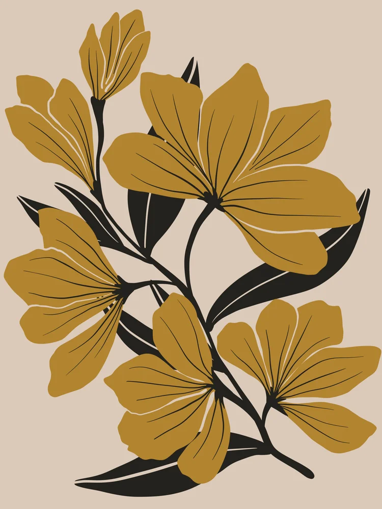 Tablou canvas: Flori Boho în Tonuri Ocru și Negru - Thumbnail 2