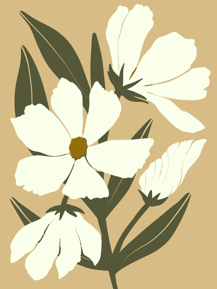 Tablou canvas: Flori Albastre pe Fundal Bej - Thumbnail 2