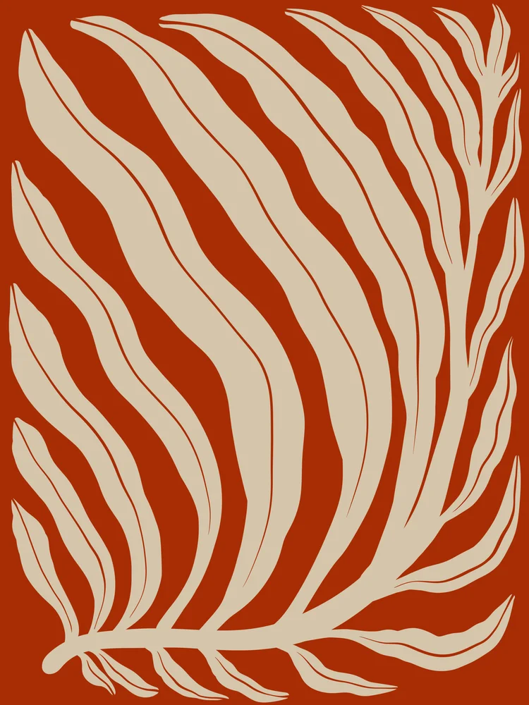 Tablou canvas: Frunză Abstractă pe Fundal Teracotă - Thumbnail 2