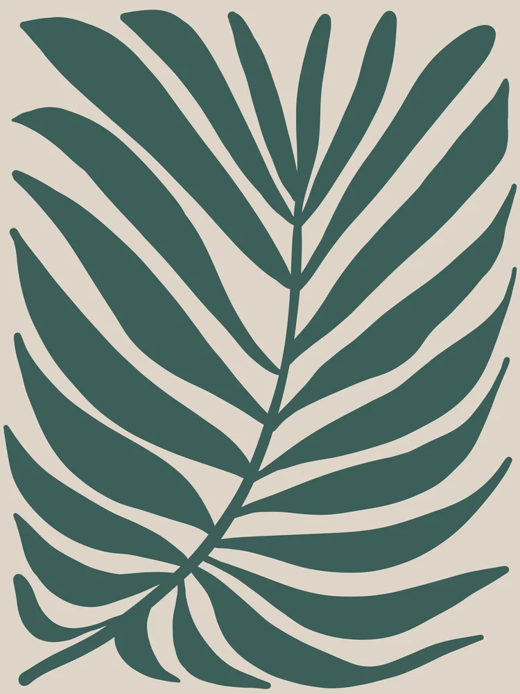 Tablou canvas: Frunză Verde pe Fundal Bej Minimalist - Thumbnail 2