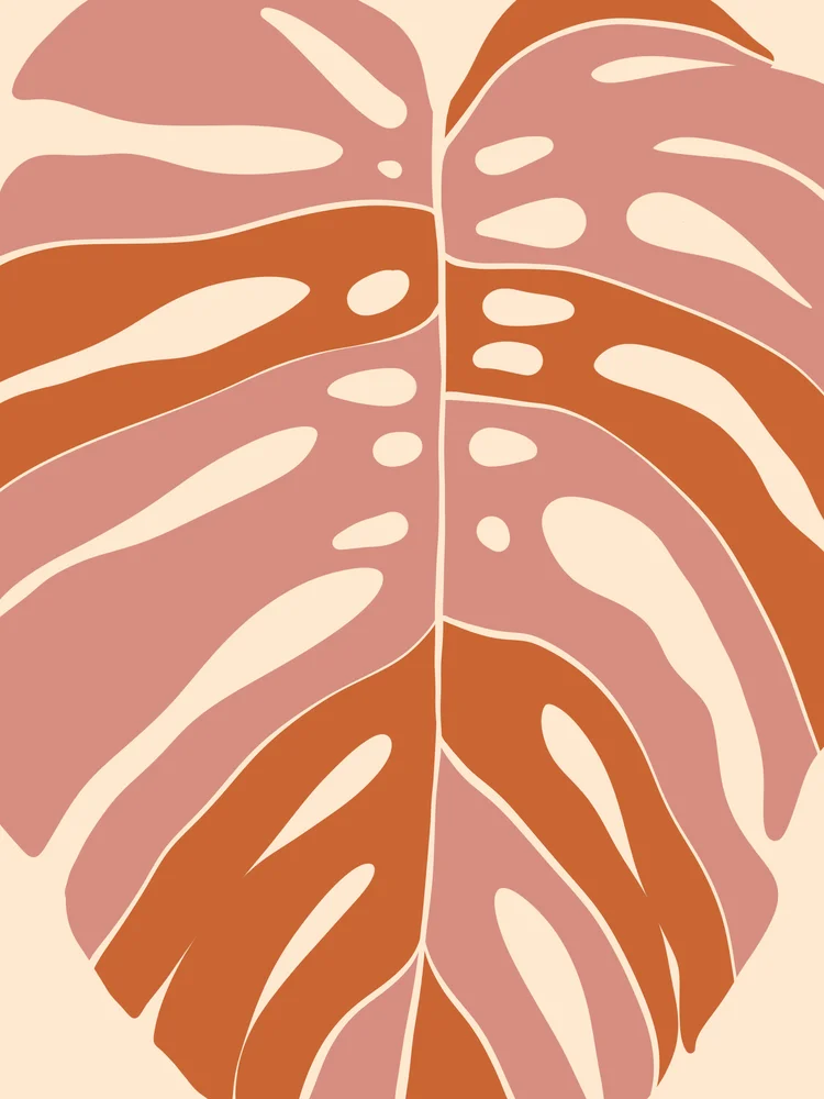 Tablou canvas: Frunză Monstera în Tonuri Terracotta - Thumbnail 2