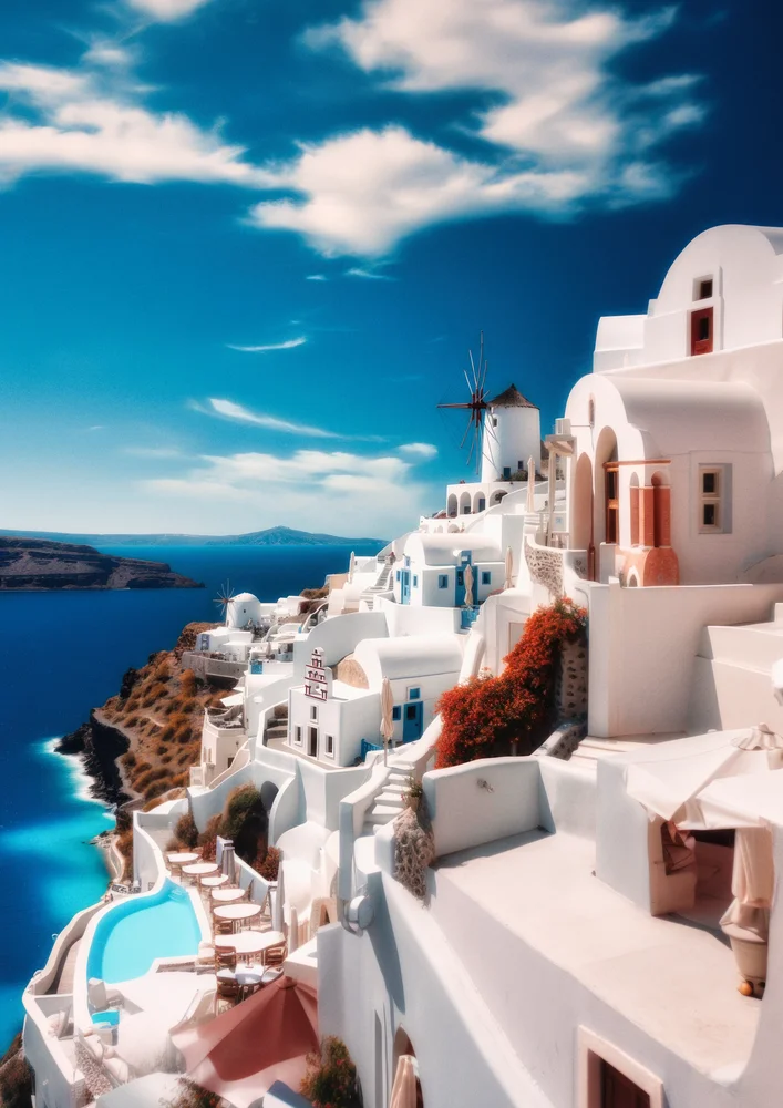 Tablou canvas: Peisaj Idilic Santorini cu Marea Egee - Thumbnail 2