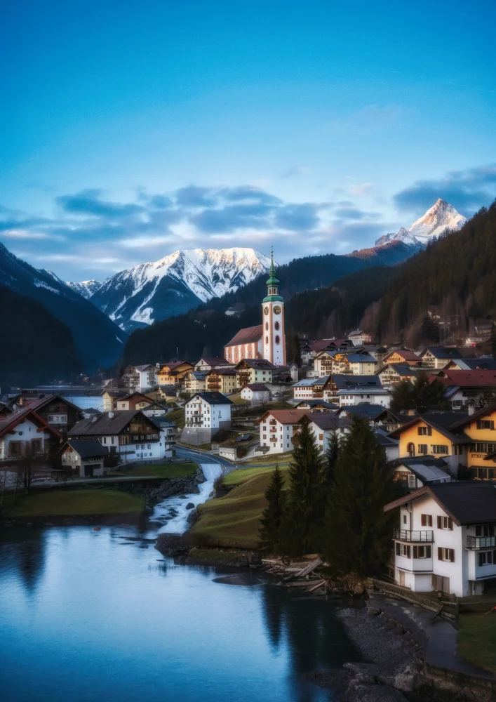 Tablou canvas: Oraș de Munte la Răsărit - Thumbnail 2